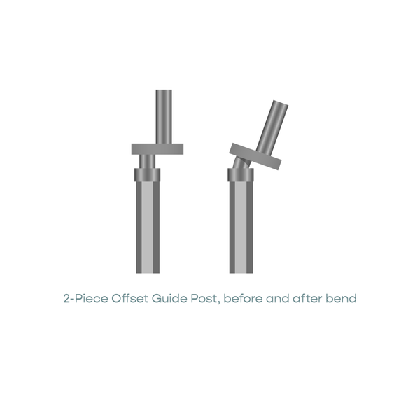 A 2-Piece Offset Guide Post before a bend, and after a bend on the right side.