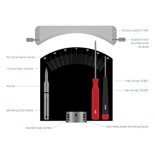 A diagram depicting the different components of the Bending Tool and accessories.