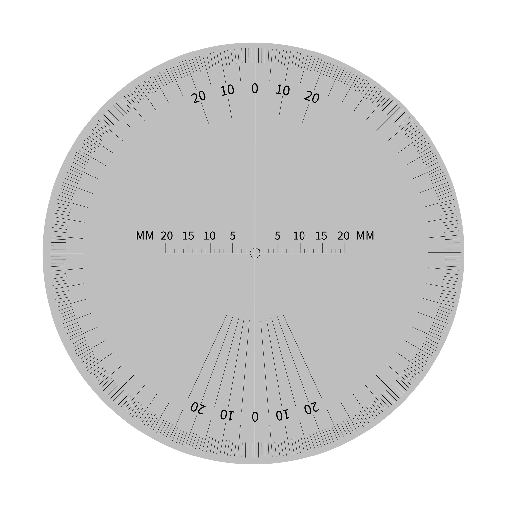 A metal circle with measurement markings from 0 to 20 millimeters.