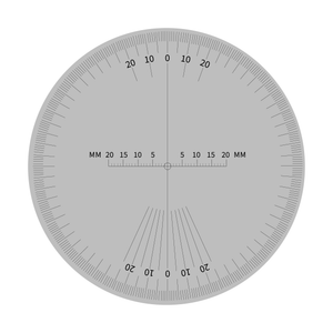 A metal circle with measurement markings from 0 to 20 millimeters.