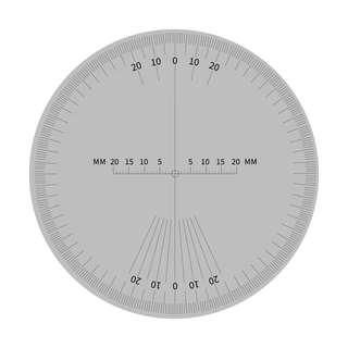 A metal circle with measurement markings from 0 to 20 millimeters.