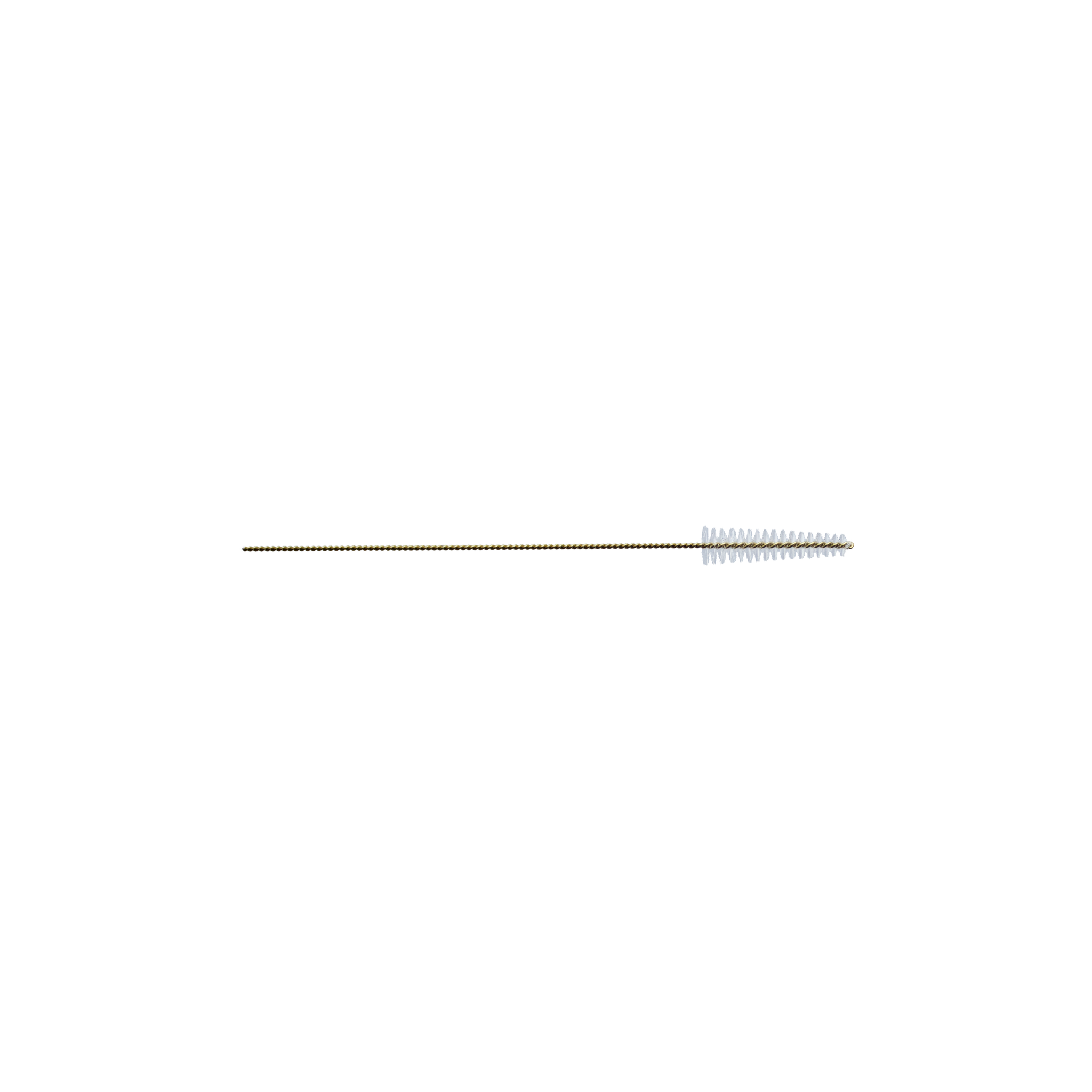 A singular gold S (second smallest size) interproximal brush shown horizontally on a white background.