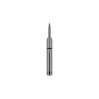 A metal stylus with a cylindrical base and a pointed top fourth.